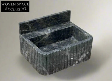 Bianca Black ribbed Bayat backsplash marble sink