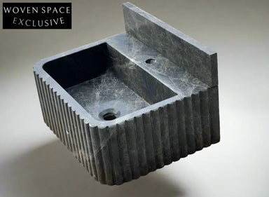 Bianca Black ribbed Bayat backsplash marble sink