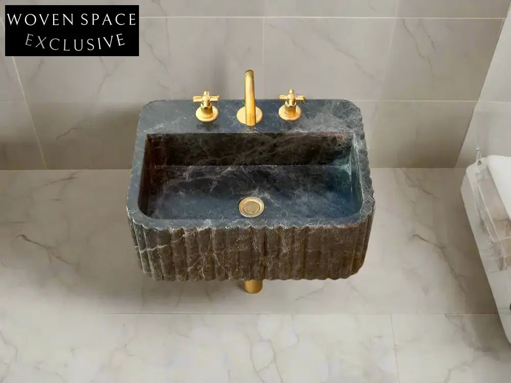 Bianca ribbed Black Bayat marble sink