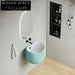 Big Modern Ceramic Wall-Hung Bathroom Wash Basin Sink, Single Faucet Hole, Space-Saving