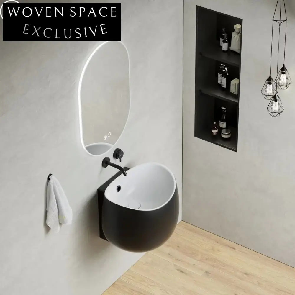 Big Modern Ceramic Wall-Hung Bathroom Wash Basin Sink, Single Faucet Hole, Space-Saving