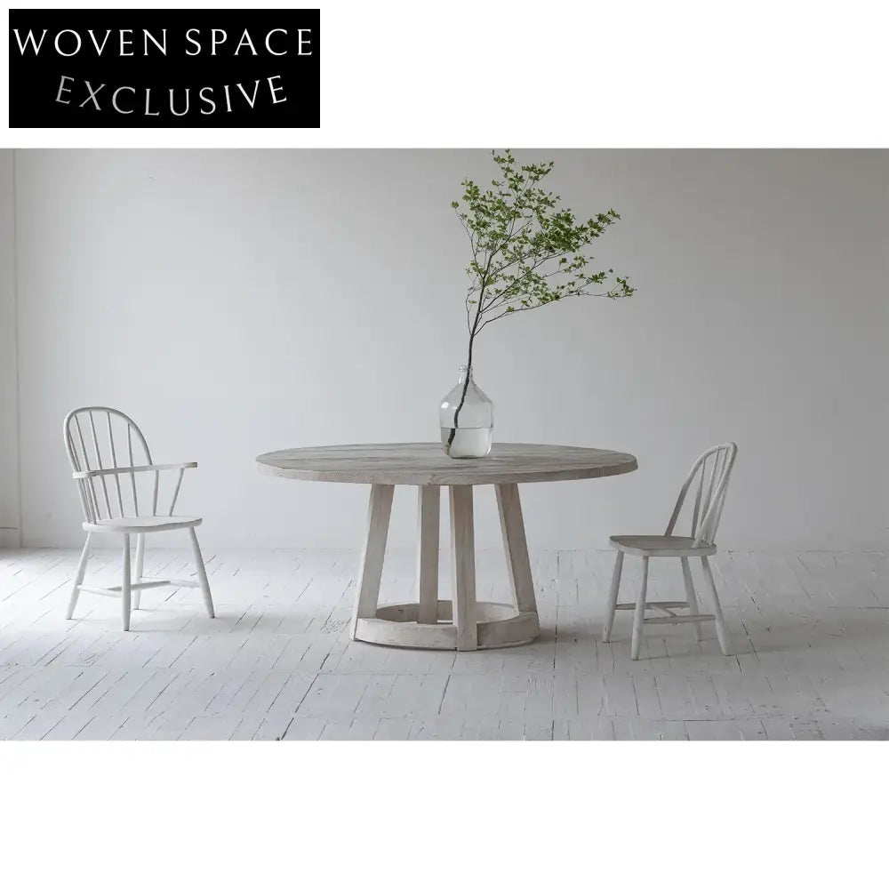 Elegant French Provincial Nordic Birchwood Dining Chair - Antique White Finish