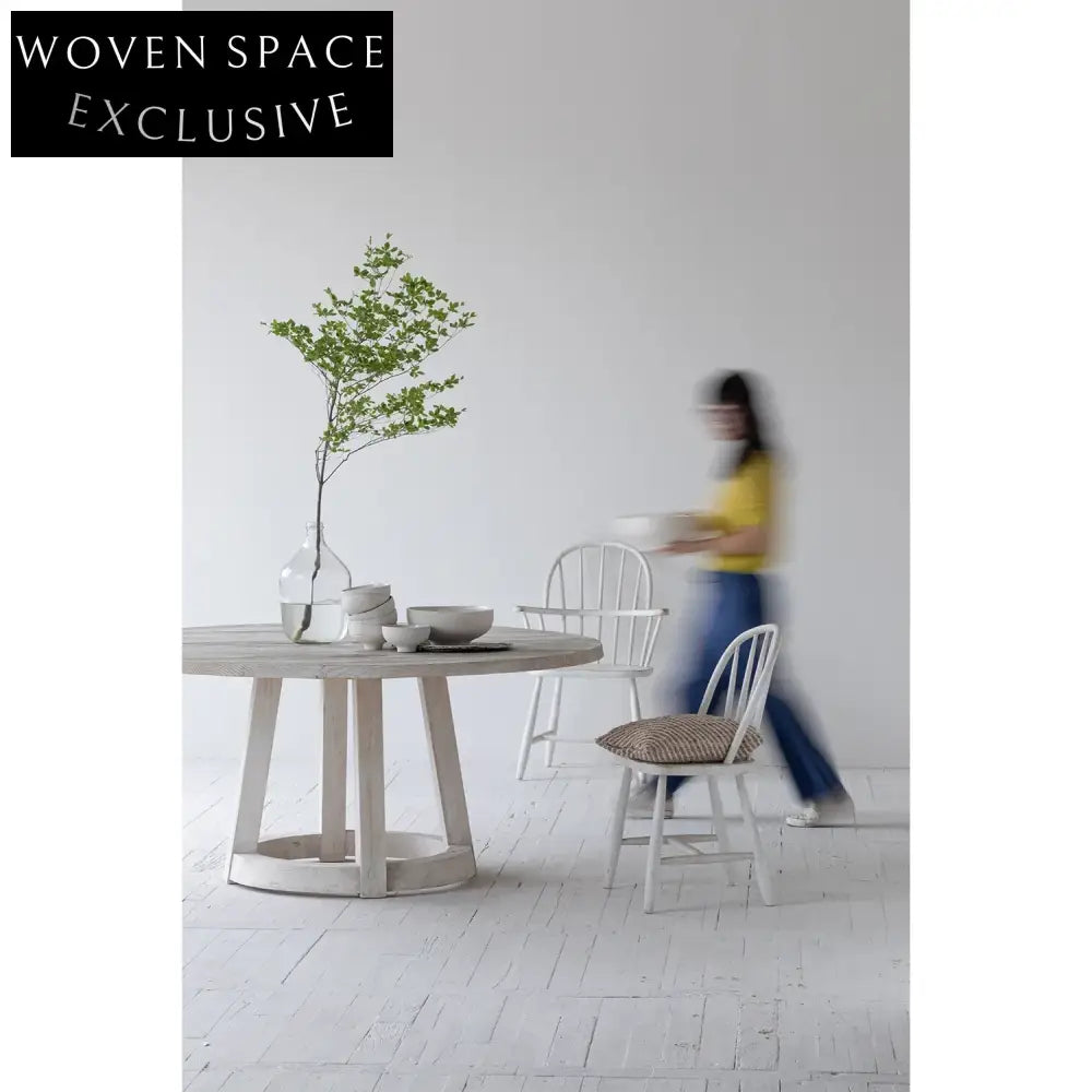 Elegant French Provincial Nordic Birchwood Dining Chair - Antique White Finish