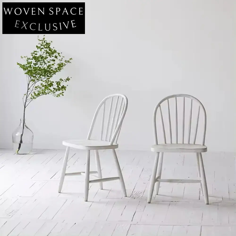 Elegant French Provincial Nordic Birchwood Dining Chair - Antique White Finish