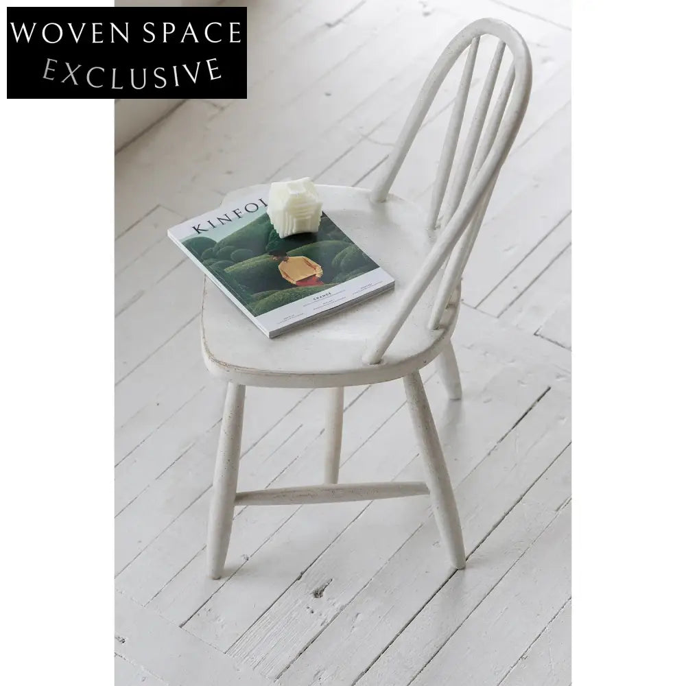 Elegant French Provincial Nordic Birchwood Dining Chair - Antique White Finish