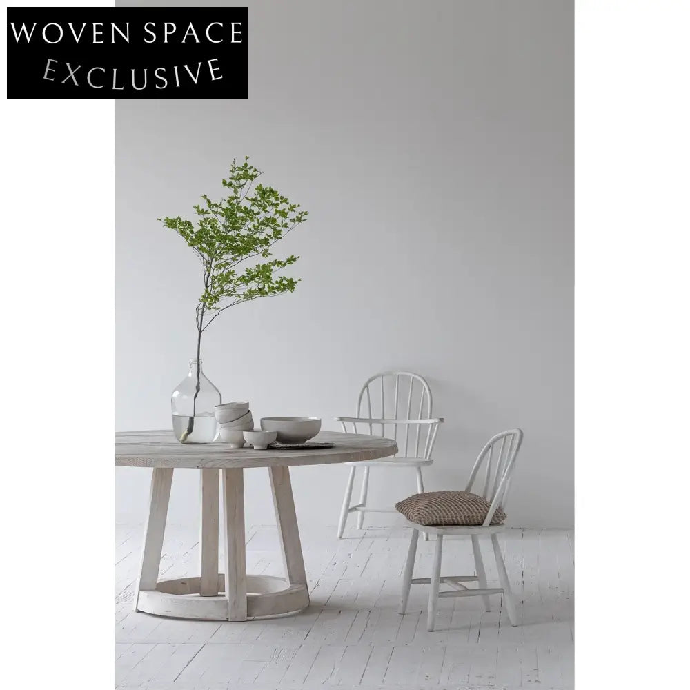 Elegant French Provincial Nordic Birchwood Dining Chair - Antique White Finish