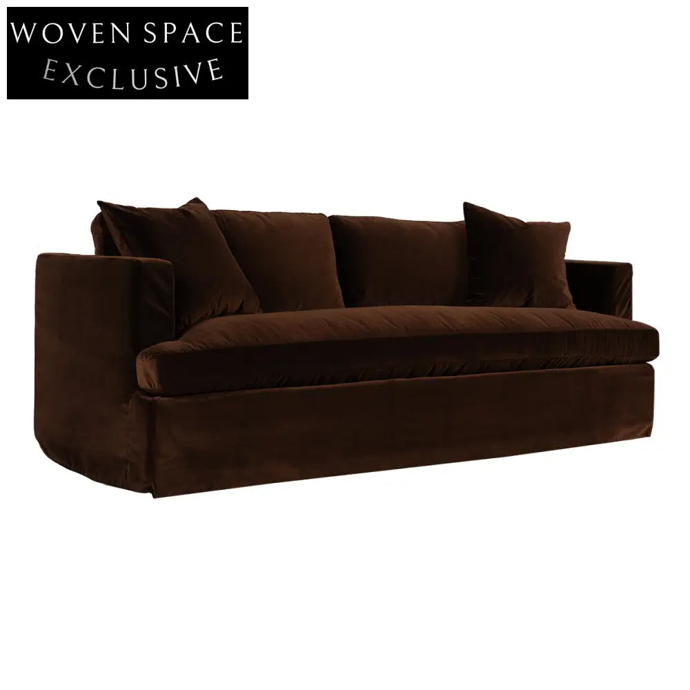 Birkshire 3 Seater Slip Cover Sofa - Dark Chocolate Velvet Sofa