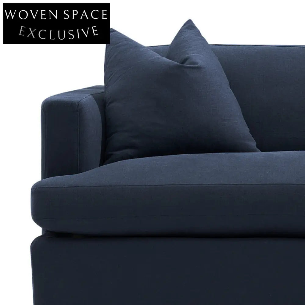 Birkshire 3 Seater Slip Cover Sofa - Navy Linen Sofa