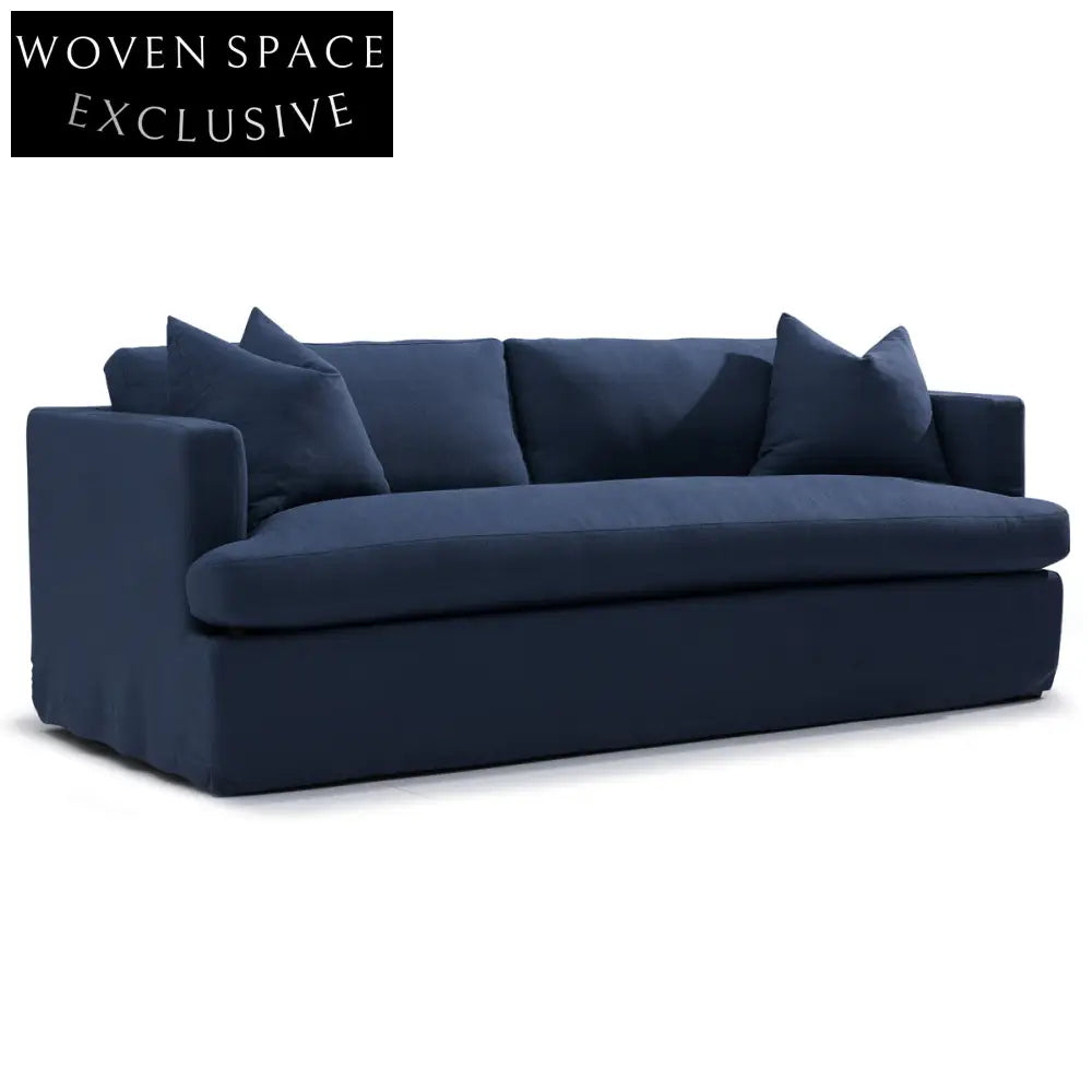 Birkshire 3 Seater Slip Cover Sofa - Navy Linen Sofa