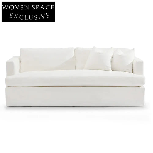 Birkshire 3 Seater Slip Cover Sofa - White Linen