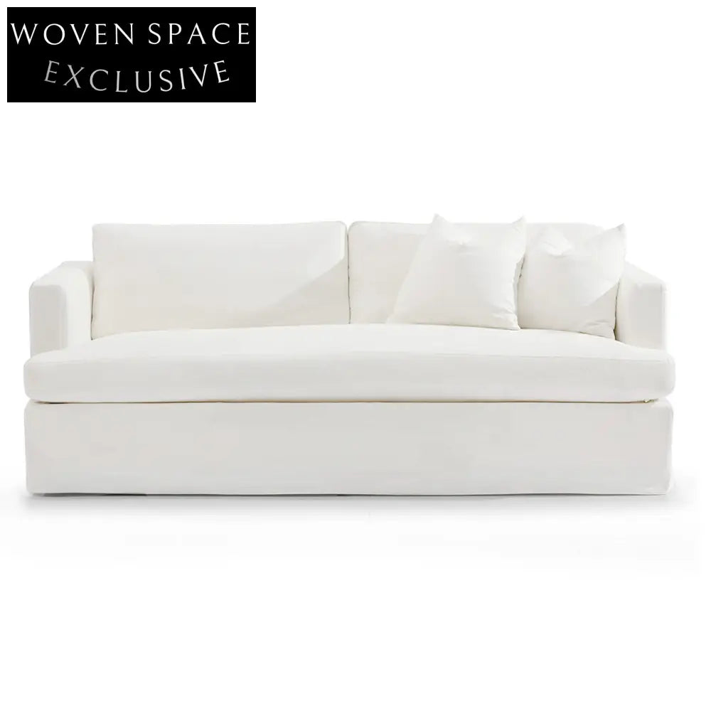 Birkshire 3 Seater Slip Cover Sofa - White Linen