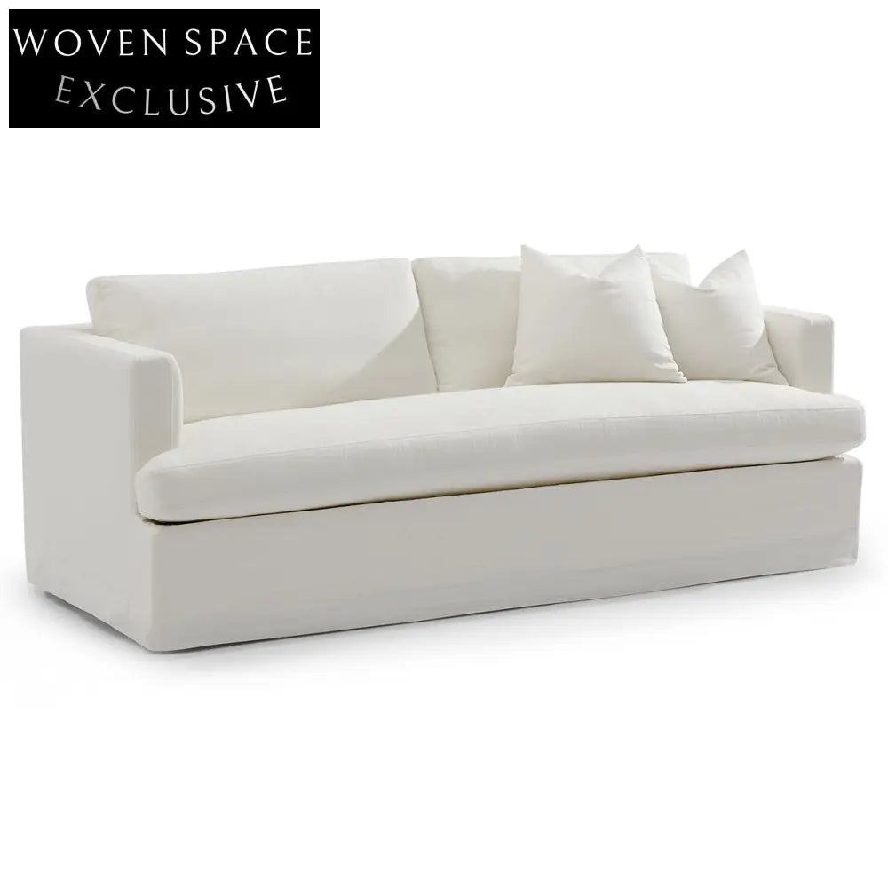 Birkshire 3 Seater Slip Cover Sofa - White Linen Sofa