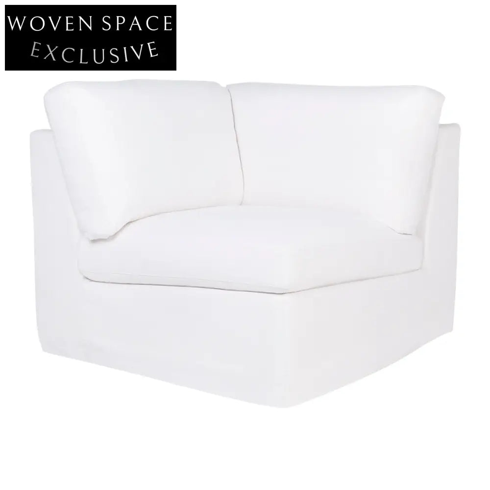 Birkshire Slip Cover Corner Seat Chair - White Linen Sofa