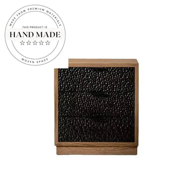 Black Antique Stained Solid Wood 3 Drawer Bedside Nightstand