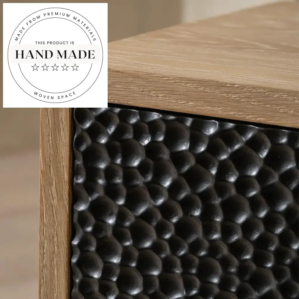 Black Antique Stained Solid Wood 3 Drawer Bedside Nightstand