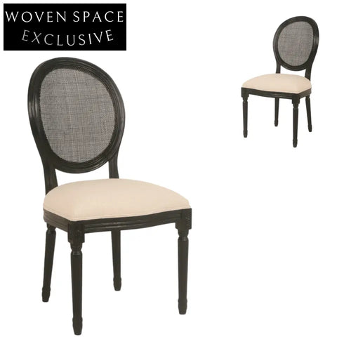  Black ELM Dining Chair - Light Beige (Set of 2)