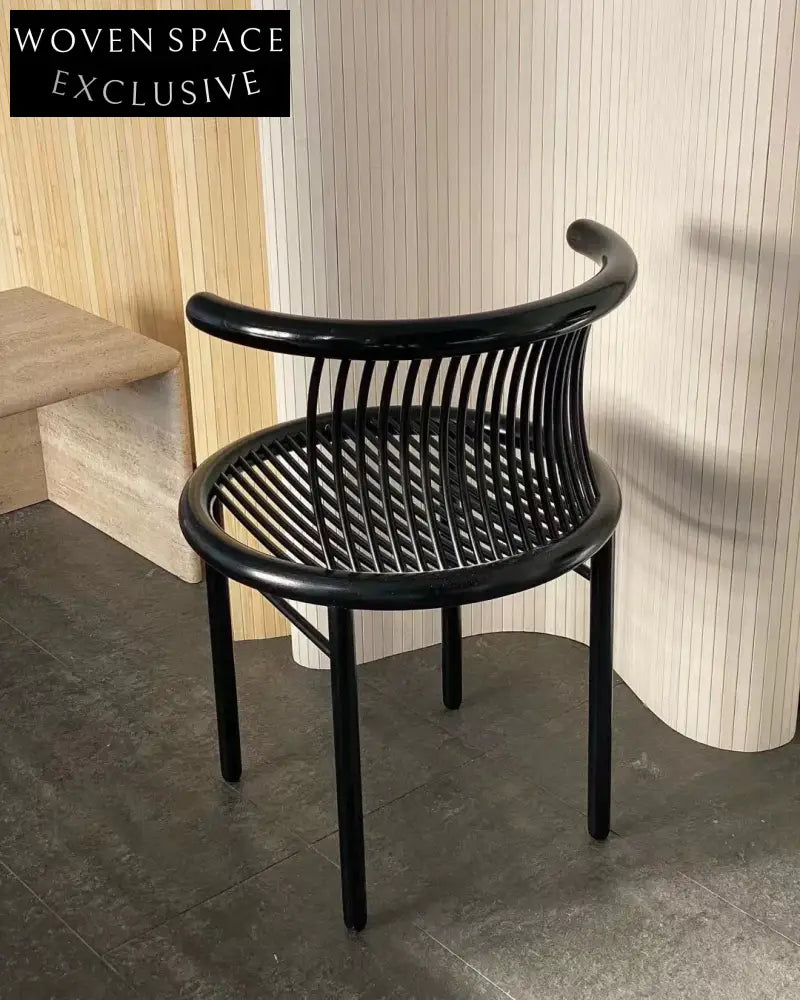 Vintage Helmut Lubke Black Lacquered Wood Dining Chair 1960s Mid-Century Design