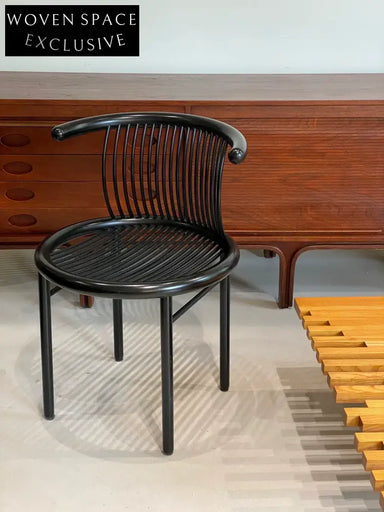 Vintage Helmut Lubke Black Lacquered Wood Dining Chair 1960s Mid-Century Design