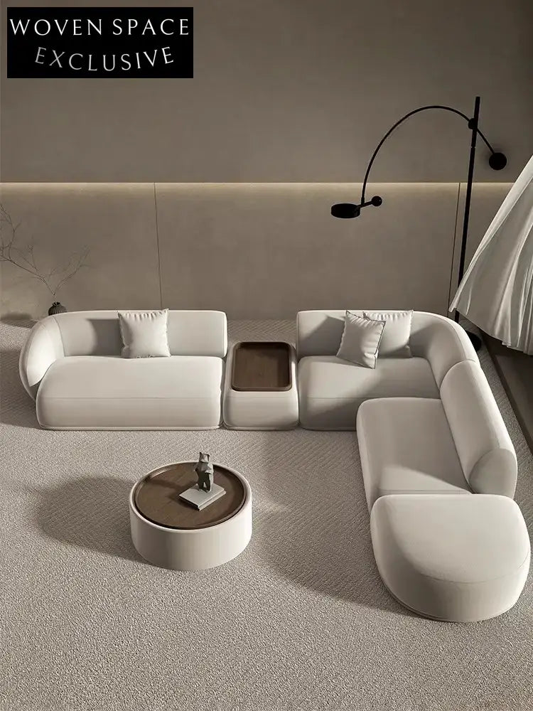 Blake Modern Curved Sofa With Coffee Table