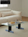 Blue Black Solid Wood Transparent Glass Surface Coffee Table