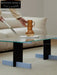 Blue Black Solid Wood Transparent Glass Surface Coffee Table