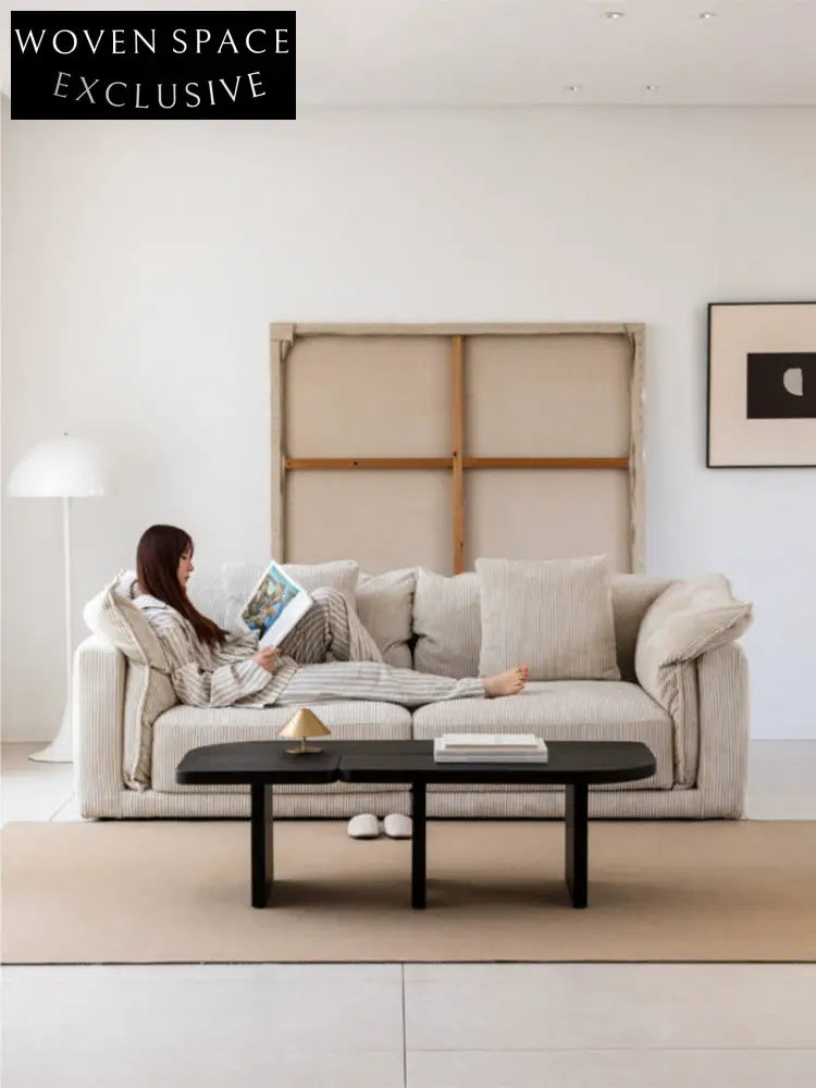 Blue Cotton and Linen Fabric Sofa Small Living Room Multi-person Removable and Washable Free Combination Module