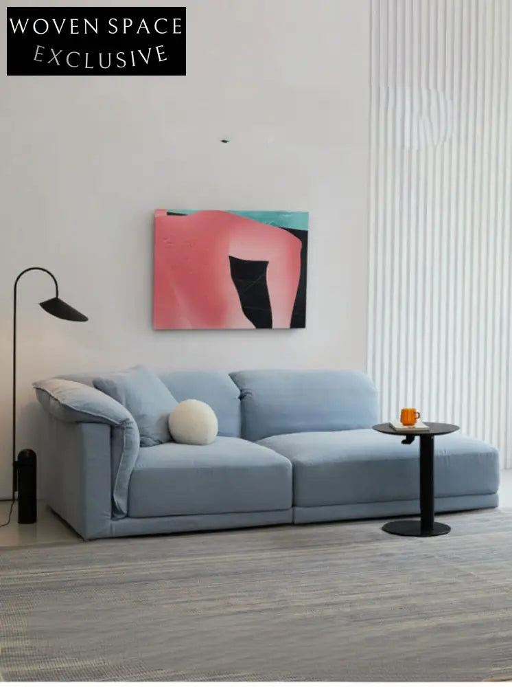 Blue Cotton and Linen Fabric Sofa Small Living Room Multi-person Removable and Washable Free Combination Module