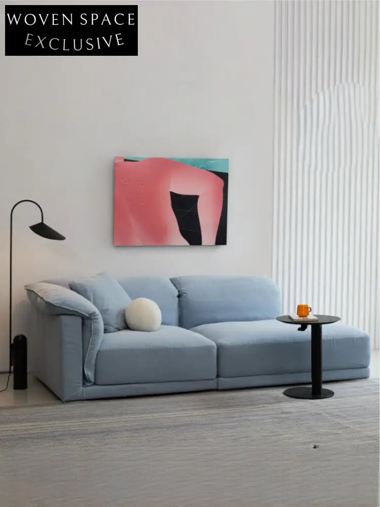 Blue Cotton and Linen Fabric Sofa Small Living Room Multi-person Removable and Washable Free Combination Module