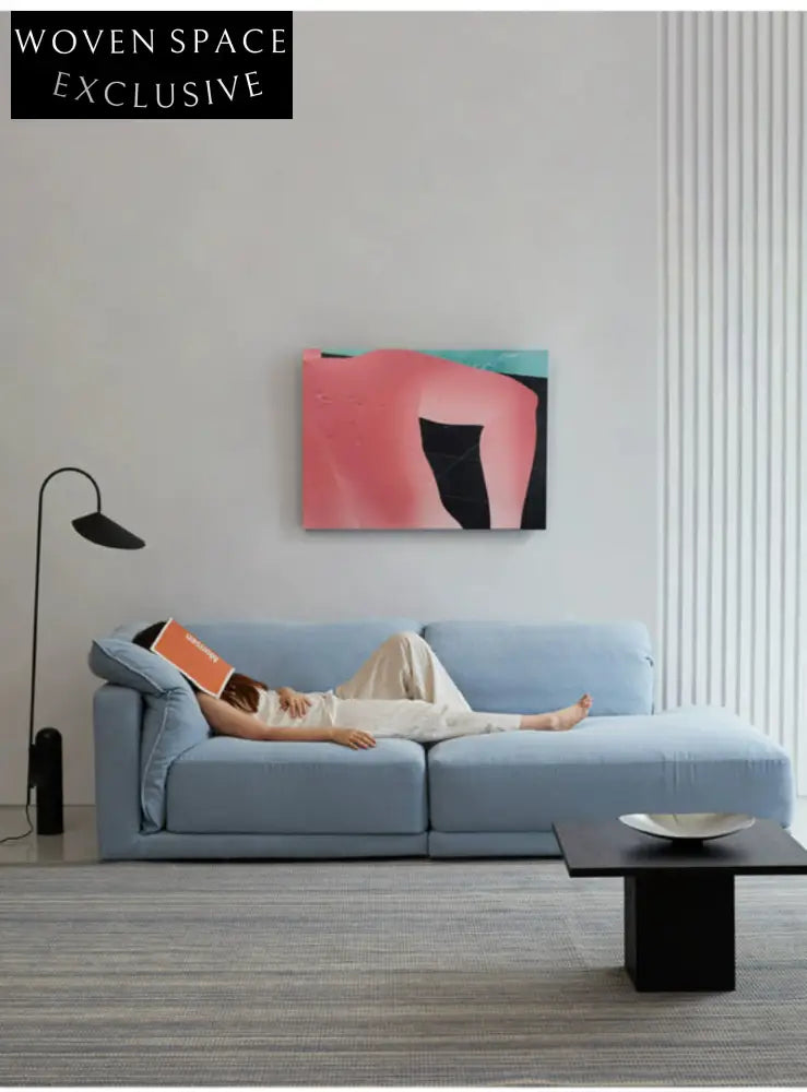 Blue Cotton and Linen Fabric Sofa Small Living Room Multi-person Removable and Washable Free Combination Module