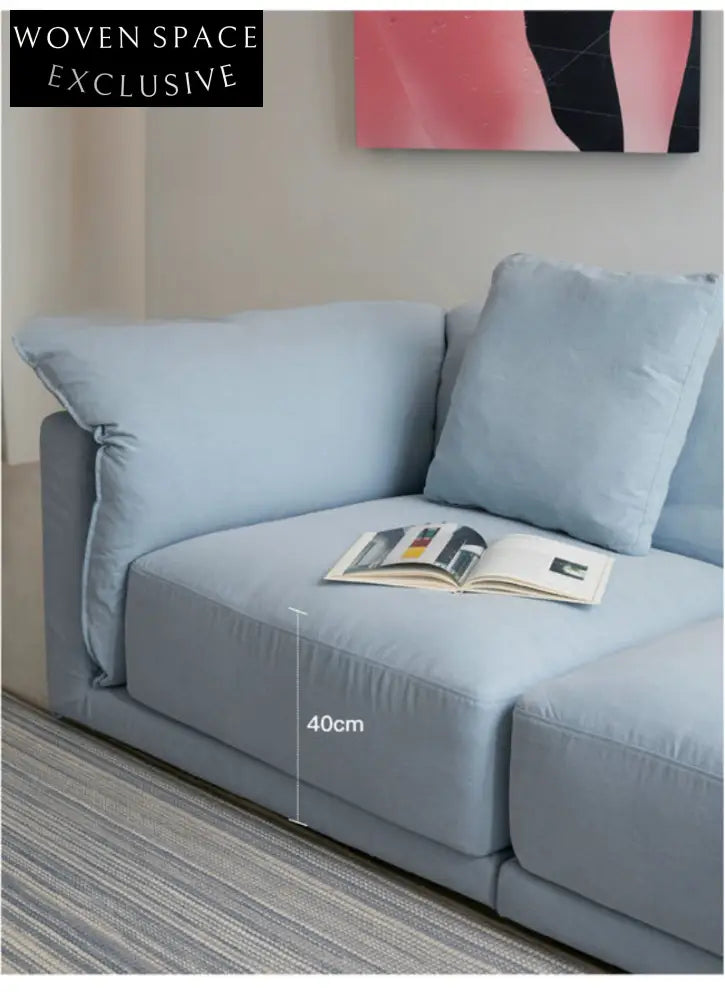 Blue Cotton and Linen Fabric Sofa Small Living Room Multi-person Removable and Washable Free Combination Module