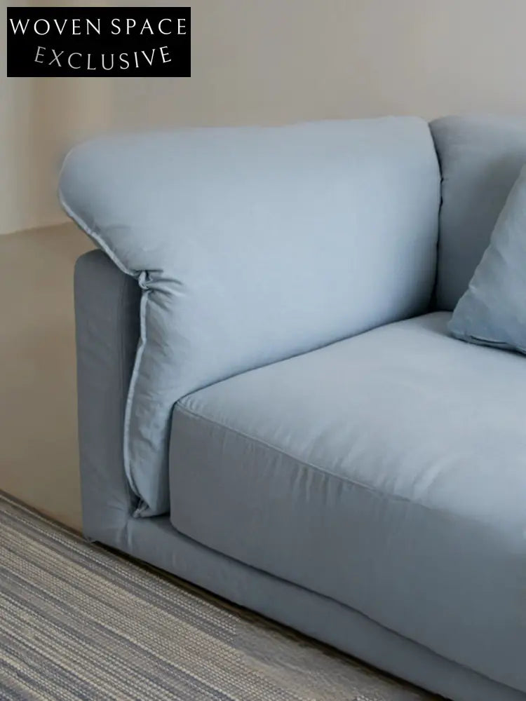 Blue Cotton and Linen Fabric Sofa Small Living Room Multi-person Removable and Washable Free Combination Module