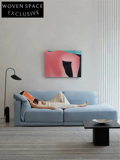 Blue Cotton and Linen Fabric Sofa Small Living Room Multi-person Removable and Washable Free Combination Module