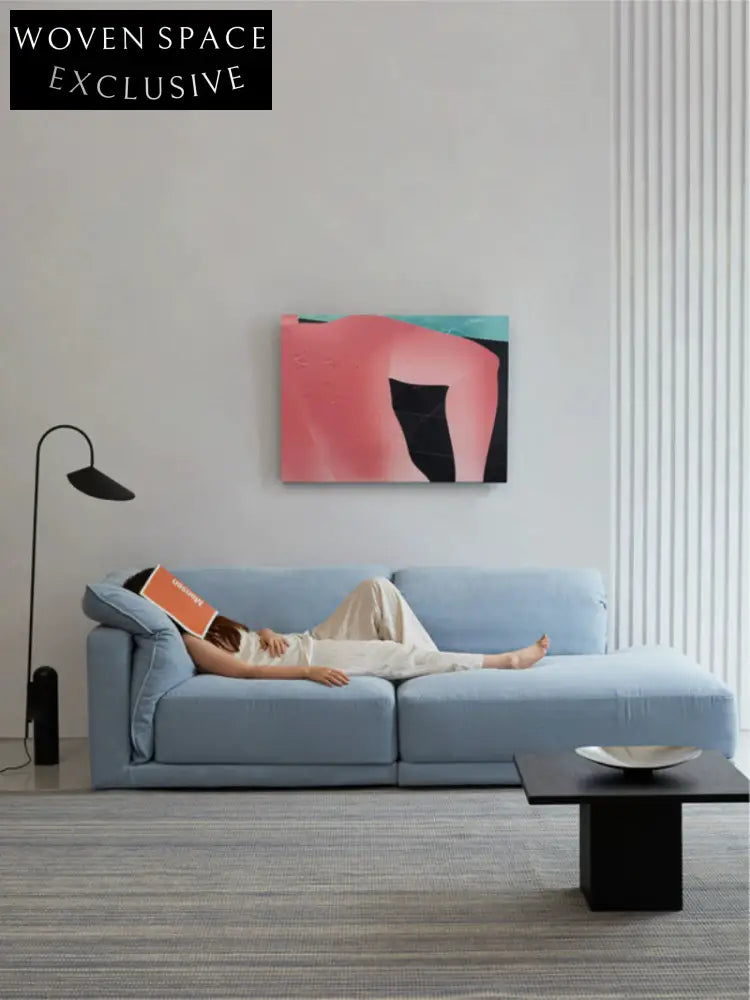 Blue Cotton and Linen Fabric Sofa Small Living Room Multi-person Removable and Washable Free Combination Module