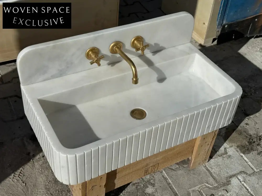Bouvier Carrara Ribbed Marble Wash Basin