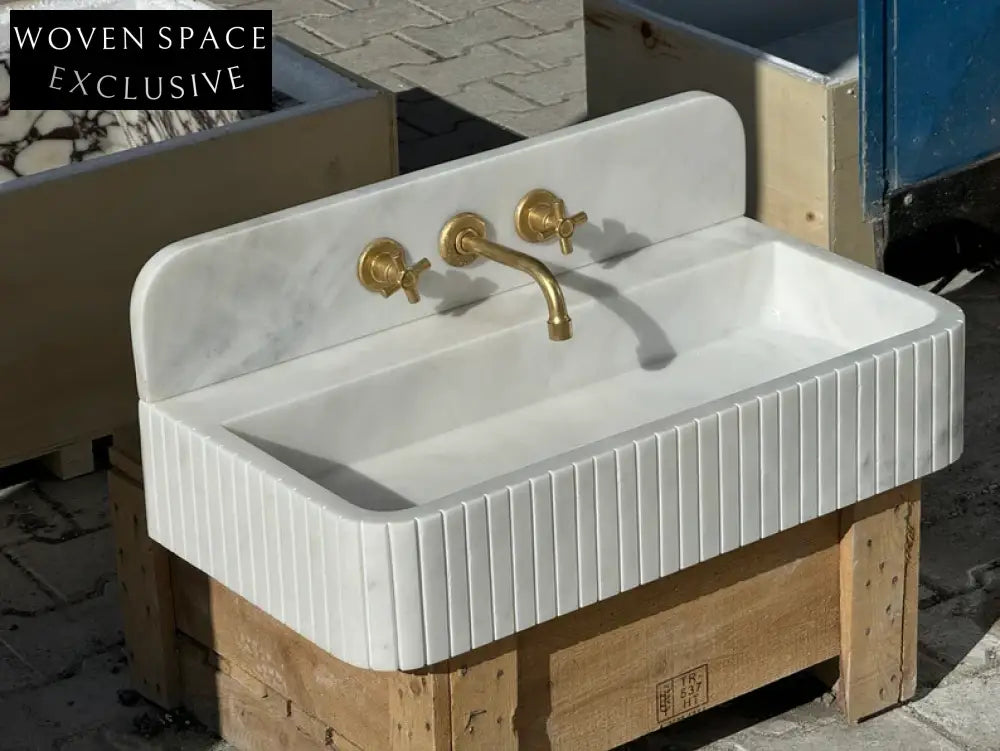 Bouvier Carrara Ribbed Marble Wash Basin
