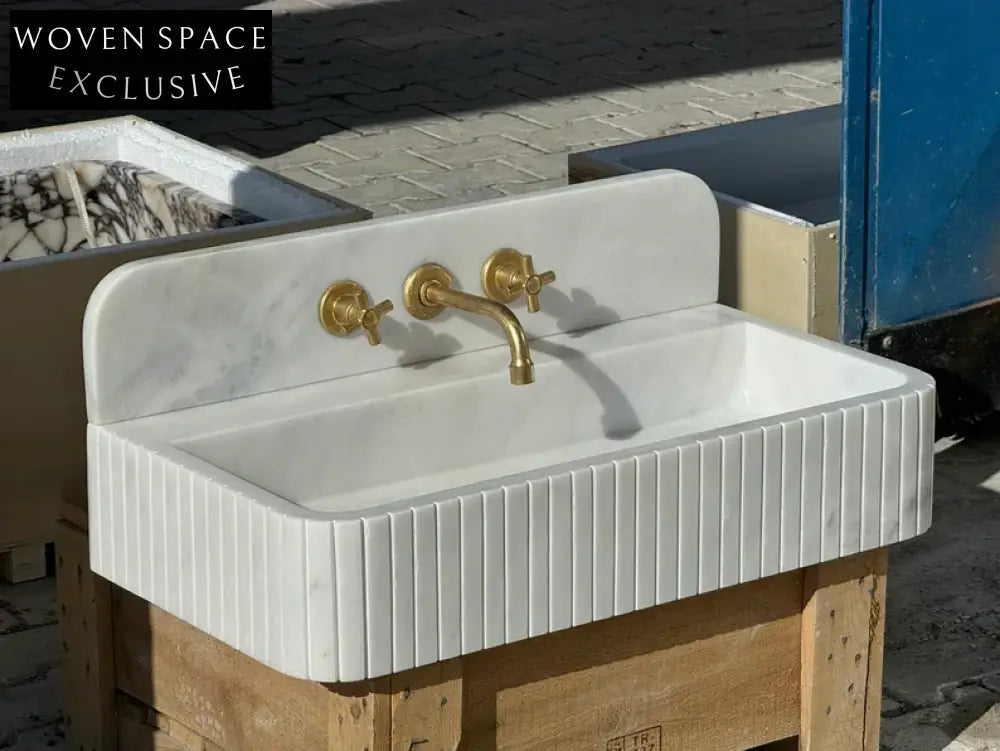 Bouvier Carrara Ribbed Marble Wash Basin