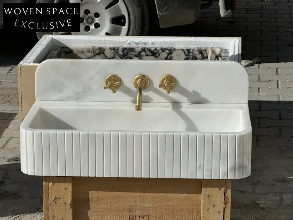 Bouvier Carrara Ribbed Marble Wash Basin