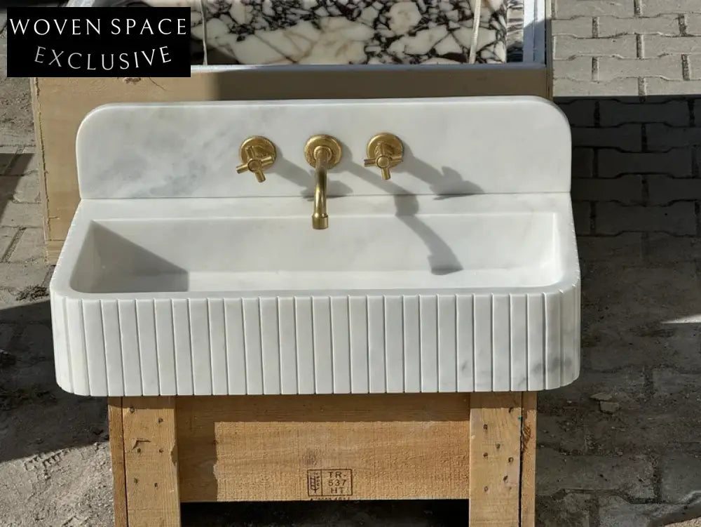 Bouvier Carrara Ribbed Marble Wash Basin