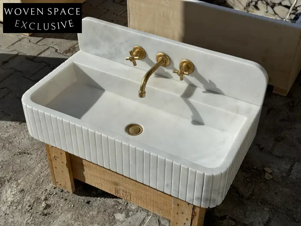 Bouvier Carrara Ribbed Marble Wash Basin