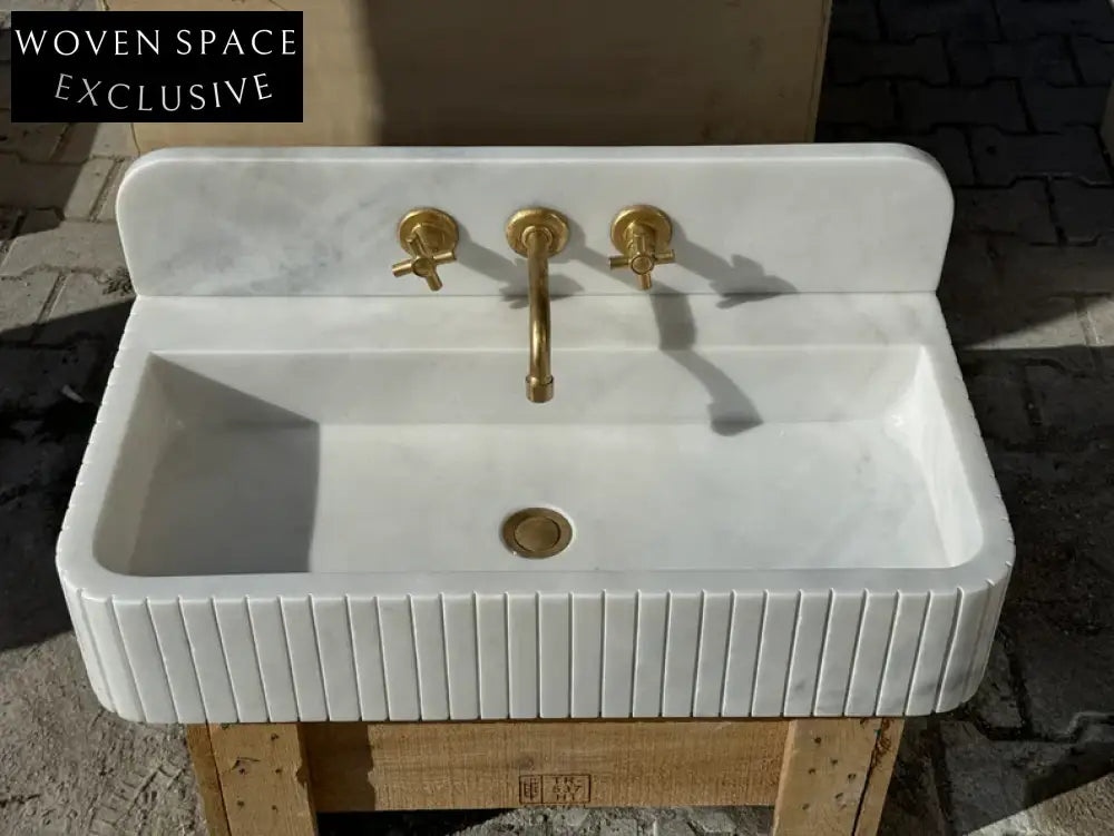 Bouvier Carrara Ribbed Marble Wash Basin