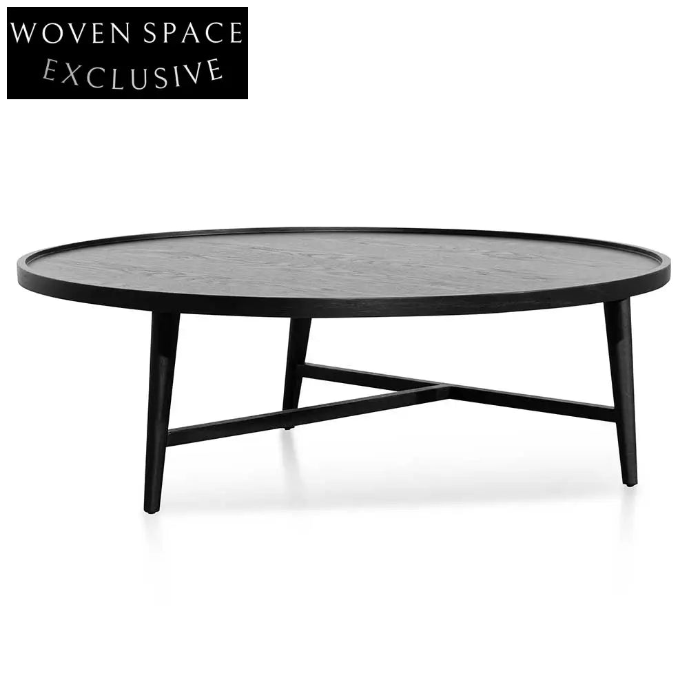 Brenda 1.1m Wooden Round Coffee Table - Black Coffee Tables