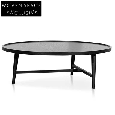 Brenda 1.1m Wooden Round Coffee Table - Black Coffee Tables