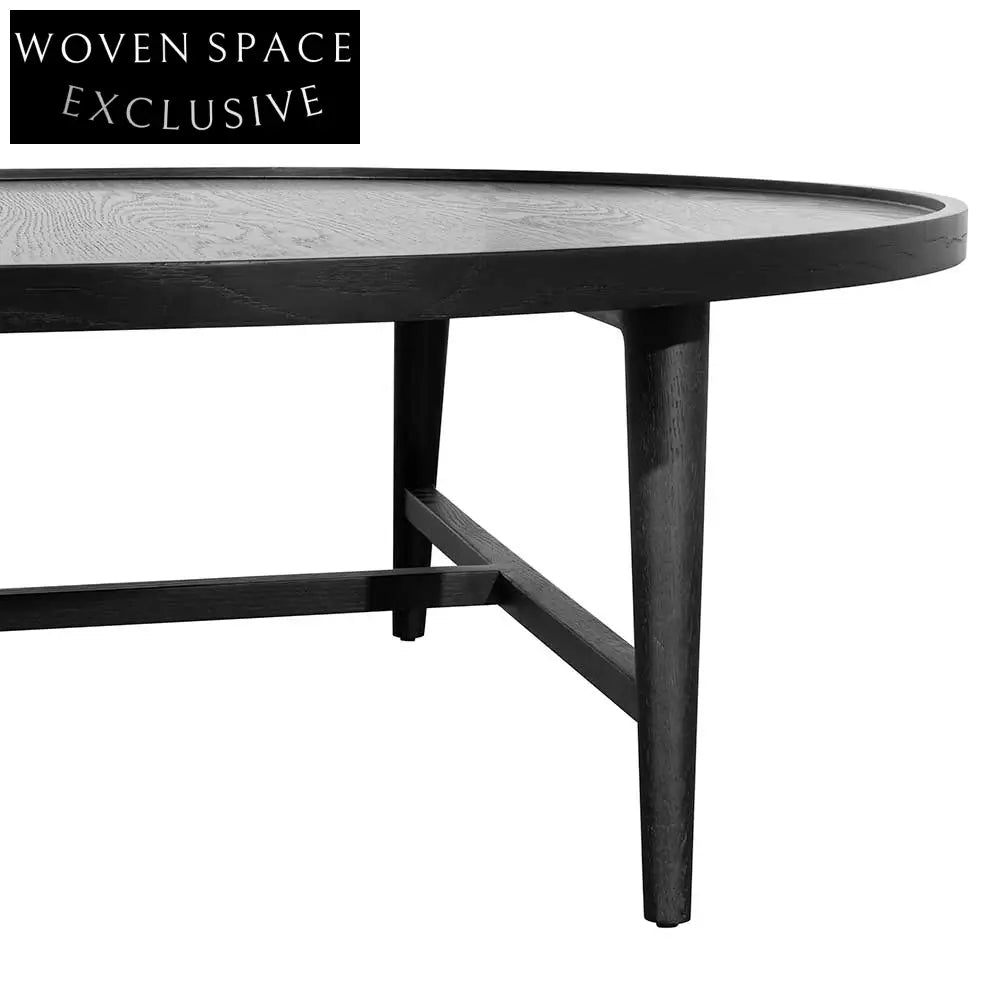 Brenda 1.1m Wooden Round Coffee Table - Black Coffee Tables