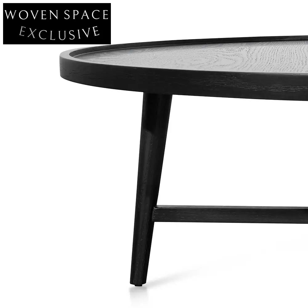 Brenda 1.1m Wooden Round Coffee Table - Black Coffee Tables