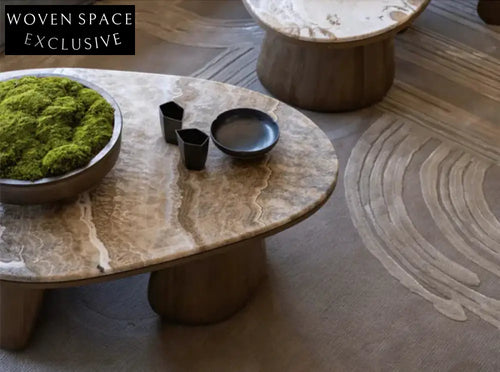 Elegant Brown Travertine Coffee Table: Modern Design for Living Rooms