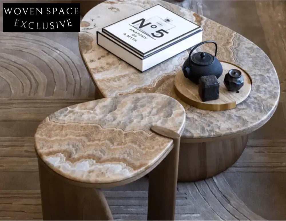 Elegant Brown Travertine Coffee Table: Modern Design for Living Rooms