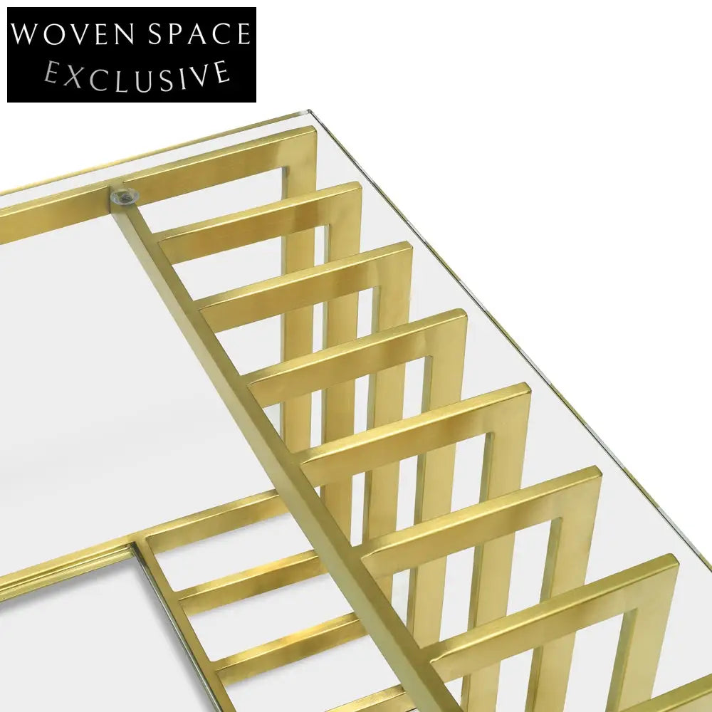 Brushed Gold 1.3m Glass Coffee Table Coffee Tables