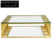 Brushed Gold 1.3m Glass Coffee Table Coffee Tables