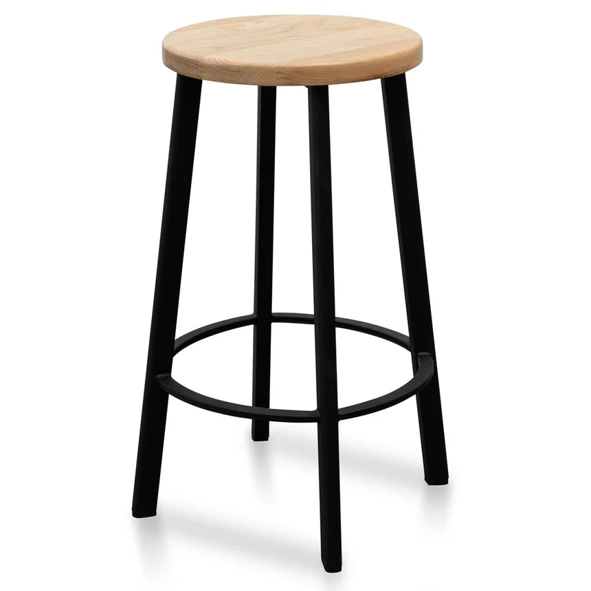 James Bar Stool with Natural Timber Seat - (Set of 2)