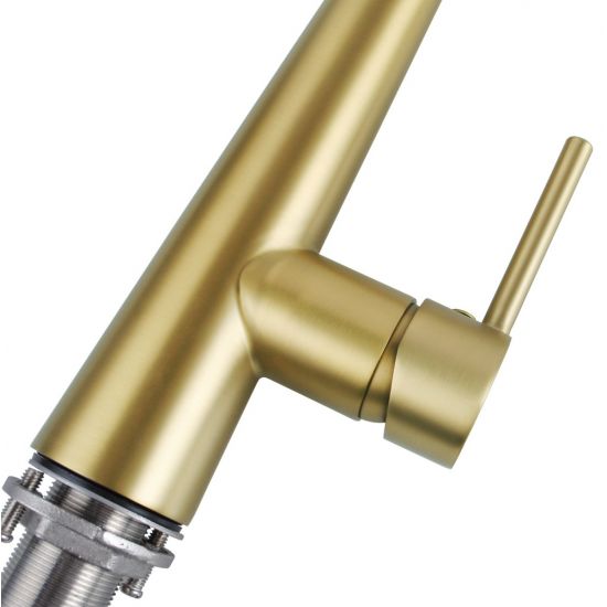 Brushed Brass Pull Out Kitchen Mixer